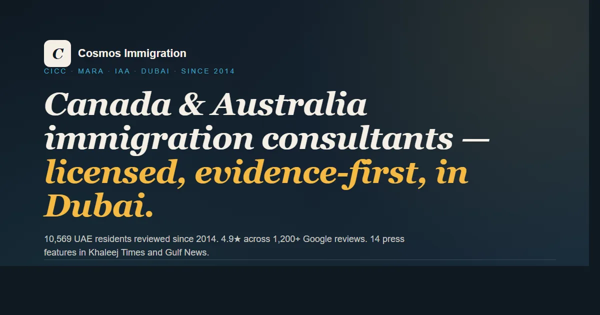 Cosmos Immigration best Gov lic|CICC &MARA Canada & Australia for Migration. Best Immigration Consultants in Dubai & UAE