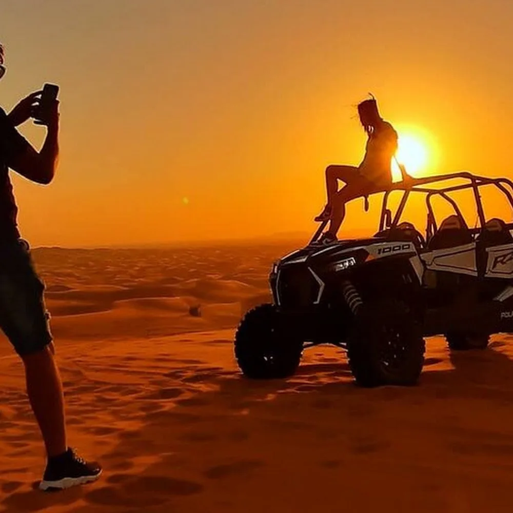 Desert Fun Tourism – Desert Safari Dubai with Dune Bashing Camel Ride Quad Bike Buggy Sandboard Falcon Photo BBQ & Live Show